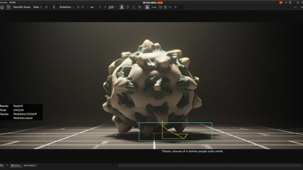 Cinema 4D viewport showing a Redshift product render with version-stamped metadata overlay